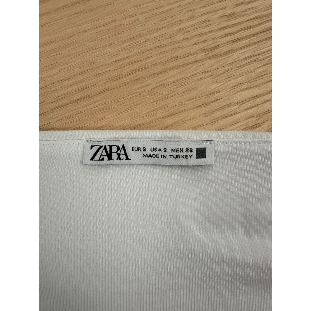 Zara White Bodysuit Sleeveless Ruched‎ Sweetheart Neckline Women's S - Picture 4 of 9